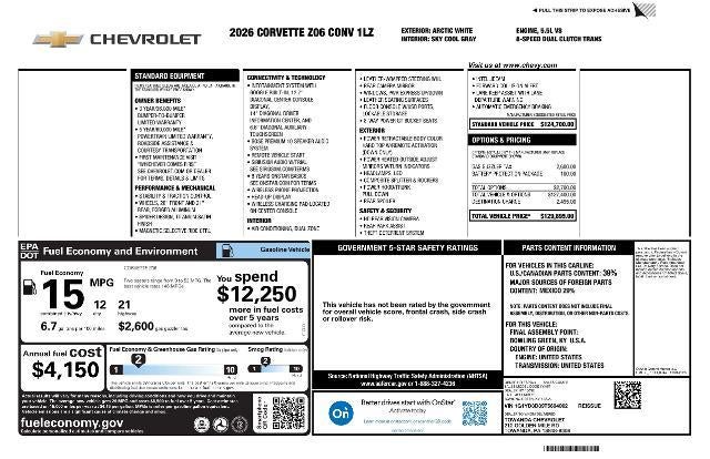2026 Chevrolet Corvette Z06 1LZ